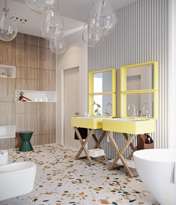 Suministro de Fabricante Material para Pisos Estilo <span class=keywords><strong>Moderno</strong></span> Baldosas de Cerámica de Porcelana <span class=keywords><strong>Terrazo</strong></span> Blanco para Decoración - Product Image 2
