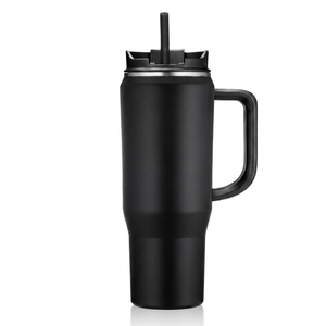 Anax Stainless Steel Eco-Friendly Tumbler Vacuum Insulated with Straw Travel <b>Mug</b> Black Modern Minimalist Design <b>Boxed</b> - Product Image 1