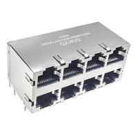 Módulo de Interfaz de Red RJ45 Cat3/5 Blindado Multipuerto 2x4 con Entrada Lateral Negra PBT Hembra 8P8C