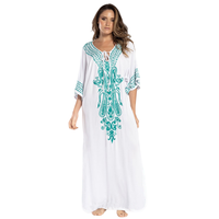 Robes de plage amples brodées pour femmes, style ou logo personnalisé, fabrication ODM, grandes tailles, paréos de bain, robes de vacances
