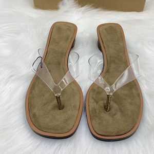 Nuevas Sandalias Casuales de Mujer con Tacón de Madera, Punta Redonda de PVC Transparente, Chanclas Cómodas para Dama - Product Image 3