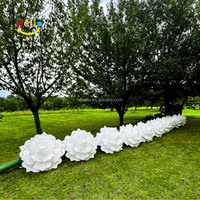 Long mariage scène toile de fond décoration plantes accessoires blanc gonflable fleur chaîne avec Led éclairé