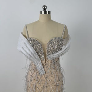 เดรสมีจีบขนนกสำหรับ LKXH01ชุดราตรีนางเงือกสุดหรูมีไข่มุกสีลูกกวาดระบายอากาศลาย3D พิเศษ - Product Image 5