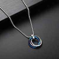Collier pendentif à trois cercles tressés imbriqués en acier inoxydable pour cadeaux et fêtes