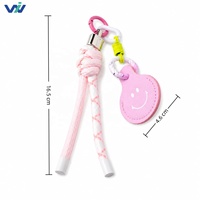 Cordon tressé en nylon durable personnalisé, porte-clés en alliage, breloque sac à dos Smiley Face, support AirTag DIY, crochet avec logo personnalisé, individuel