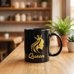 แก้วกาแฟเซรามิกสีดำ แก้วชาเซรามิกพิมพ์ลาย แก้วเซรามิกมีลายพิมพ์ ชาดำ กาแฟ - Product Image 1