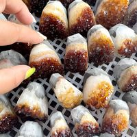 Mini spécimen minéral de géode de cluster de citrine brésilienne artisanat fait à la main à vendre