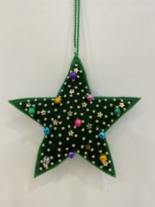 Rustic <b>Gold</b> Handmade Beaded Star <b>Christmas</b> Ornament Elegant Festive <b>Tree</b> Decoration Shimmering Silk Beads Luxe Holiday Hanging - Product Image 3