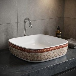 Lavabo en porcelaine de luxe en marbre blanc mat avec comptoir pour les projets de salle de bain d'hôtel - Product Image 3