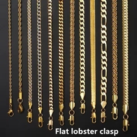 Chaîne Collier Étanche Plaqué Or 18K Acier Inoxydable Maillons Corde, Maille Serpent, Arête de Poisson, Figaro, Hiphop, Curb, Cubain