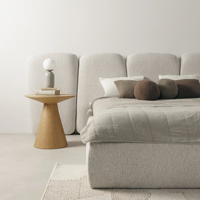 Lit double rembourré Fencee 160x200 Beige clair