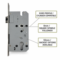 Corps de serrure tubulaire en laiton et acier inoxydable de style européen 72x55mm, avec pêne en alliage de zinc silencieux anti-traces de doigts, à visser pour entrée