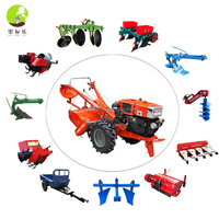 Motoculteur à main 18 CV pour usage agricole, motoculteur et motobineuse avec moteur diesel, boîte de vitesses principale, charrue à disques et sous-soleuse