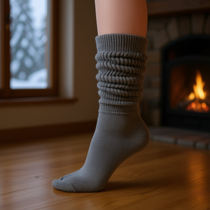 DB Chaussettes extra longues pour femmes, en coton gris, tricotées pour l'hiver, taille unique, convient aux pointures 5 à 10 - Product Image 2