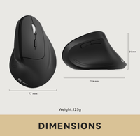 Souris ergonomique IClever WM101, souris verticale sans fil avec 4 niveaux de DPI réglables, 6 boutons pour ordinateur portable, PC, ordinateur de bureau