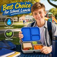 Boîte à lunch bento en acier inoxydable Risheng ultra-fine à bords étroits, avec logo personnalisé, résistante à la rouille, hermétique, 3 compartiments, pour enfants
