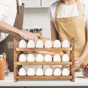 Support à œufs en bois à 3 niveaux empilable, rangement de cuisine, couleur naturelle - Product Image 2