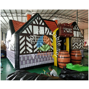 Carpa Inflable Comercial Estilo Pub Británico <span class=keywords><strong>Tudor</strong></span>, Casa de Bar Inflable con Decoración de Barril de Vino, Caseta de Pub Inflable para Exteriores - Product Image 2