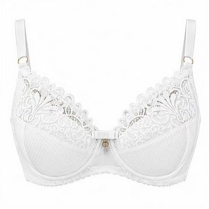 Soutien-gorge classique pour femme à armatures, bonnets en dentelle, bonnets inférieurs en satin, nœud central - Product Image 1