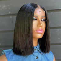 Wig Bob 4x4 2x6 Lace Closure Cokelat dengan Ujung Gelap, Rambut Asli Cina 200% Density, Lurus Alami, Wig Bob Pendek untuk Wanita Kulit Hitam