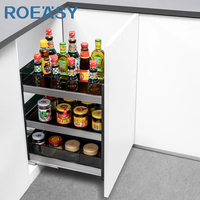 ROEASY Étagère d'assaisonnement à 2 étages en verre trempé, grande capacité, 3 couches, étagère à épices pour le rangement de la cuisine