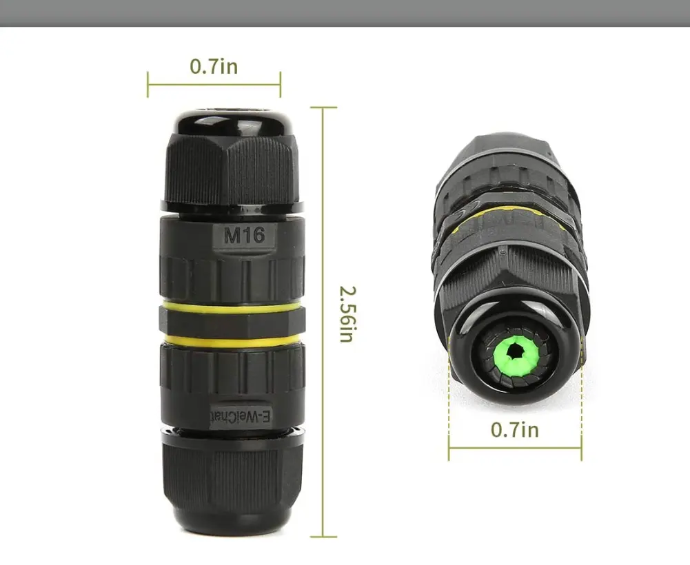 뜨거운 판매 IP68 방수 커넥터 EW-M16 케이블 방수 커넥터 남성 푸시 풀 커넥터 자동차 나사 고정 블랙