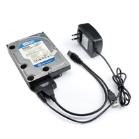 Cable Adaptador Convertidor USB3.0 Dual a SATA de 7+15 Pines y 22 Pines con Cubierta de PVC, 12 Meses de Garantía, en Existencia
