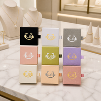 Boîte à tiroir carrée élégante en carton rose avec fermeture, personnalisable avec logo, pour rangement de bijoux (bagues, boucles d'oreilles, colliers)