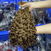 Vente en gros Blond miel Paquets de cheveux humains en vrac Vendeur de cheveux humains bruts Deep Wave en vrac Trame de cheveux tressés non traités pour femme