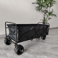 Chariot de camping pliable de haute qualité pour l'extérieur, 4 roues, capacité de charge de 100 kg, outils de rangement, personnalisable OEM, chariot noir