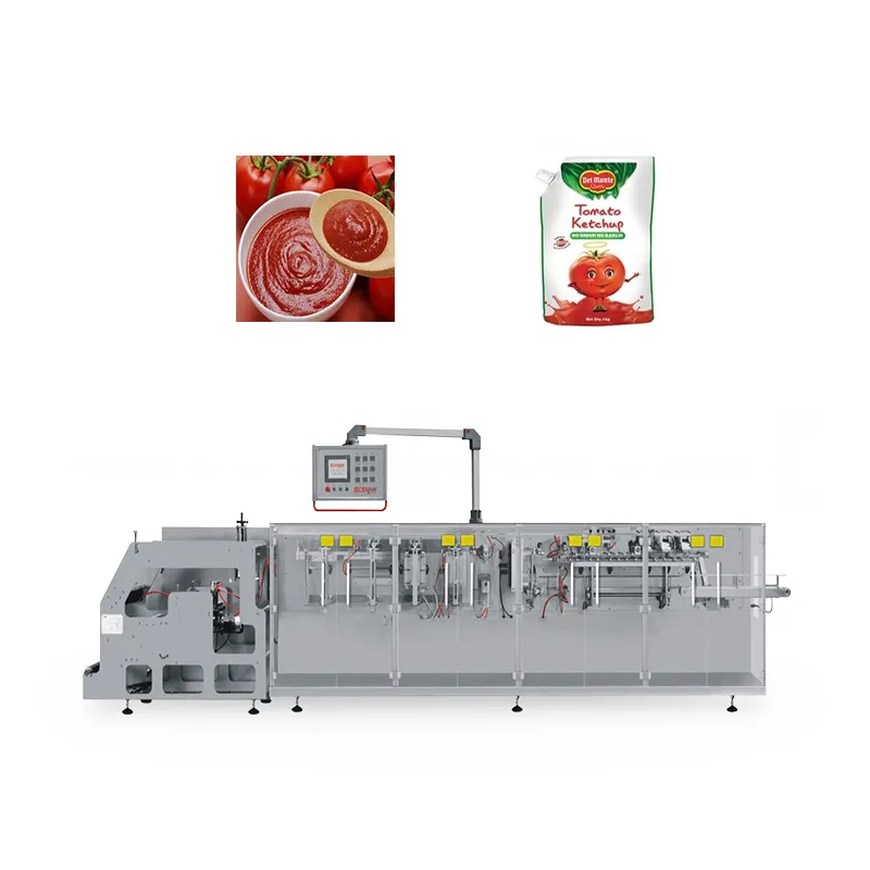 Horizontal automatic spout pouch doypack liquid tomato paste sauce packaging machine