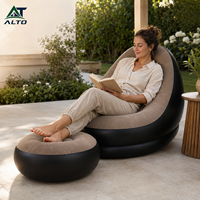 Fauteuil de relaxation gonflable moderne, écologique, floqué, imperméable, à hauteur réglable, pliable et portable, avec repose-pieds, pour la sieste