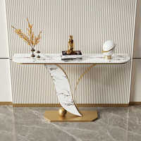 Console moderne de luxe en marbre pour la maison, meuble d'entrée doré, console de salon, console de couloir