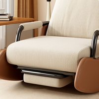 Fauteuil inclinable à bascule pliable avec repose-pieds, design moderne et écologique, revêtement en velours côtelé pour salon, balcon et loisirs