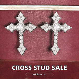 Hot Sale 925 <b>Silver</b> <b>Cross</b> Design Stud <b>Earrings</b> Gold Plated GRA Moissanite Fashion Jewelry at an Price - Product Image 3