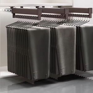 Rak Celana Serbaguna dari Aluminium yang Dipasang di Atas, Hemat Ruang, Rel Geser Logam, Rak Celana Tarik, Gantungan Baju - Product Image 4