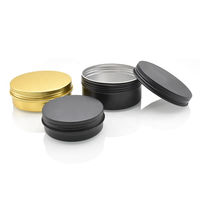 Boîtes en aluminium rondes mates noires avec couvercle à vis, dorées, blanches, roses, 1oz, 2oz, 30g, 50g, 60g, 80g, 250g, 200g, 150g, pour baume à lèvres, thé et bougies