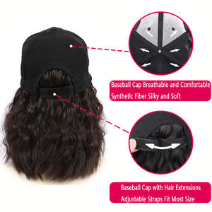 Peluca de gorra de béisbol con pelo sintético corto y rizado, ajustable para mujer, de 12 pulgadas, resistente al calor, con gorra de lona - Product Image 2