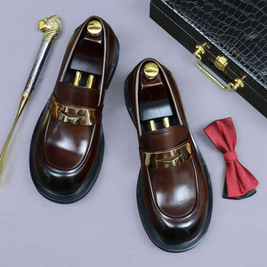 Chaussures en cuir pour hommes, brogues tendance, chaussures habillées formelles britanniques, chaussures décontractées à bout rond, chaussures en cuir de vache - Product Image 3