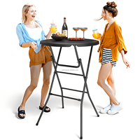 Table de bar à cocktails pliable portable en plastique blanc pour événements extérieurs, mariages, banquets, hôtels, diamètre 80 cm, noir