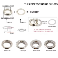 Fabricant d'usine 3mm 4mm 5mm nickelé argent taille personnalisée logo chaussure sweats à capuche œillets métal vêtement oeillets pour vêtements