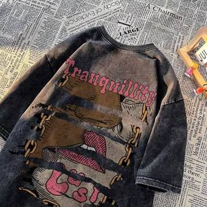Heavy‑Weight Blank 100% Cotton Men's Vintage Acid Wash Oversized <b>T</b>‑Shirt For Custom Pattern & Digital Printing - Product Image 4
