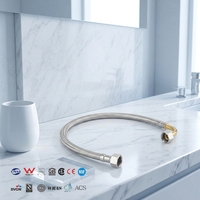 Tuyau flexible tressé en acier inoxydable DN6 1,0 MPa, design moderne, pour usage en cuisine, coudé à 90° pour raccordement aux toilettes et au chauffe-eau