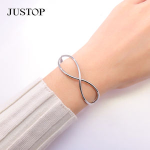 Moda latón abierto hueco Cruz Mobius Loop brazalete chapado en oro pulsera de plata para mujeres parejas amantes joyería de moda - Product Image 5