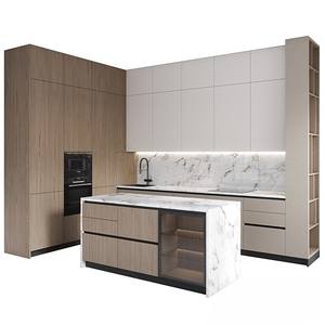 Gabinetes <span class=keywords><strong>de</strong></span> <span class=keywords><strong>Cocina</strong></span> Modernos Comerciales Blancos <span class=keywords><strong>de</strong></span> Melamina con Acabado Marrón Brillante, Organizador <span class=keywords><strong>de</strong></span> Isla <span class=keywords><strong>de</strong></span> <span class=keywords><strong>Cocina</strong></span> - Product Image 2