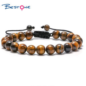 Pulsera de Cuentas de Piedra Ojo de Tigre de 8 mm Brazaletes Ajustables con Cuerda Trenzada de Roca de Lava para Hombre y Mujer Pulseras de Equilibrio y Sanación para Yoga - Product Image 6
