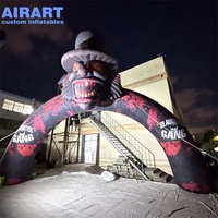 Arche gonflable géante personnalisée de clown démoniaque avec yeux lumineux LED et motifs sanglants pour Halloween