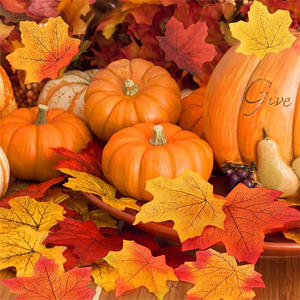 50 pièces <span class=keywords><strong>de</strong></span> feuilles d'érable artificielles <span class=keywords><strong>de</strong></span> 8 cm pour la décoration d'arbre d'Halloween, guirlande murale, vase, mariage, bricolage, plantes séchées - Product Image 1
