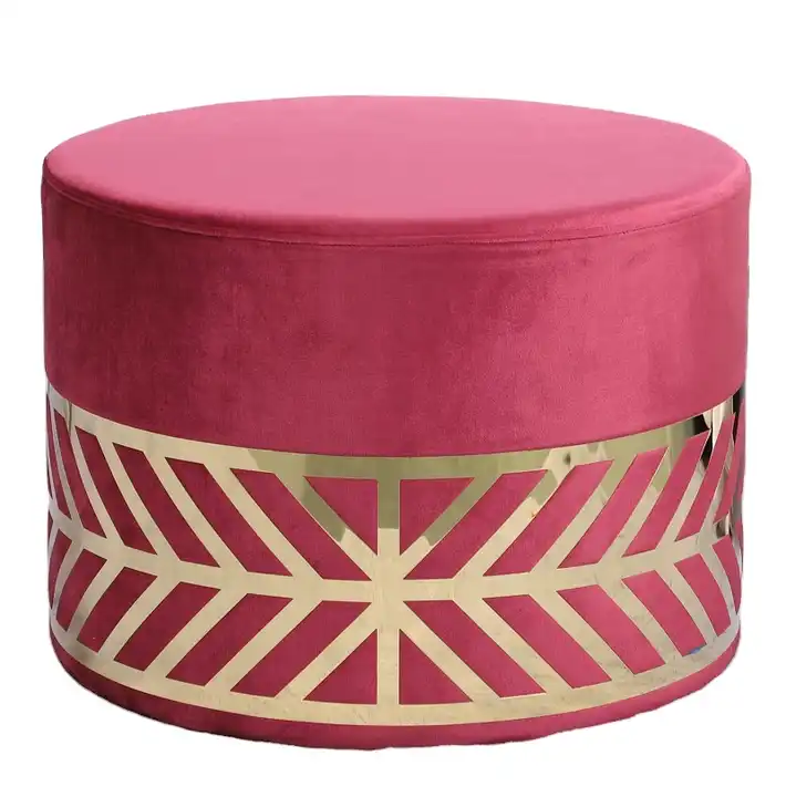 Modern Velvet Upholstered Ottoman Foot Stool, Velvet - Pink