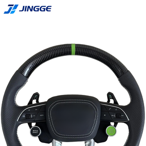 Volante de Fibra de Carbono Semiperforado con Botón de Arranque R8 y Selector de Conducción para <span class=keywords><strong>Audi</strong></span> A3 A4 A5 Q8 C7 C8 Q3 Q5 Q7 4L SQ5 SQ8 TTRS A7 - Product Image 3